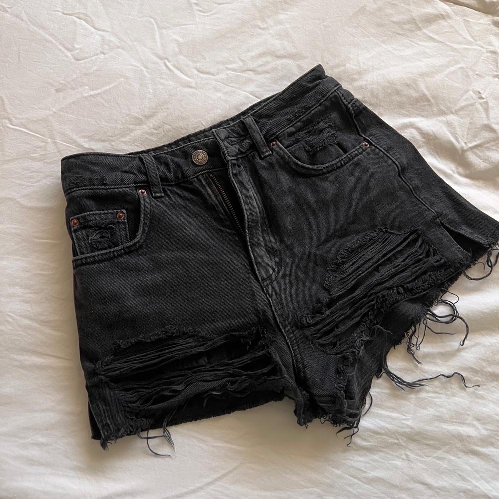 TopShop Mom Motto Black Jean Shorts